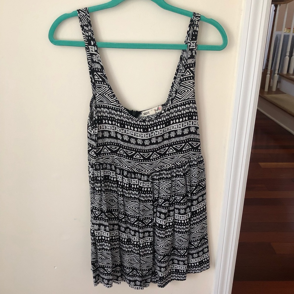 Women’s Black and White Tribal Print Tank Top Romper | So Rad Brand
